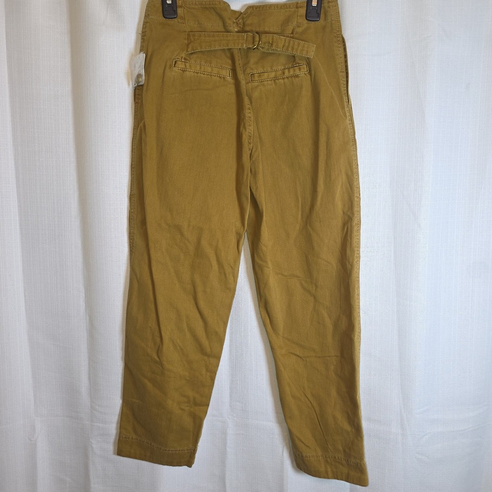 Free People Makai Crop Pants Womens 2 Mustard Yellow Cargo High Rise Button Fly - Picture 4 of 11